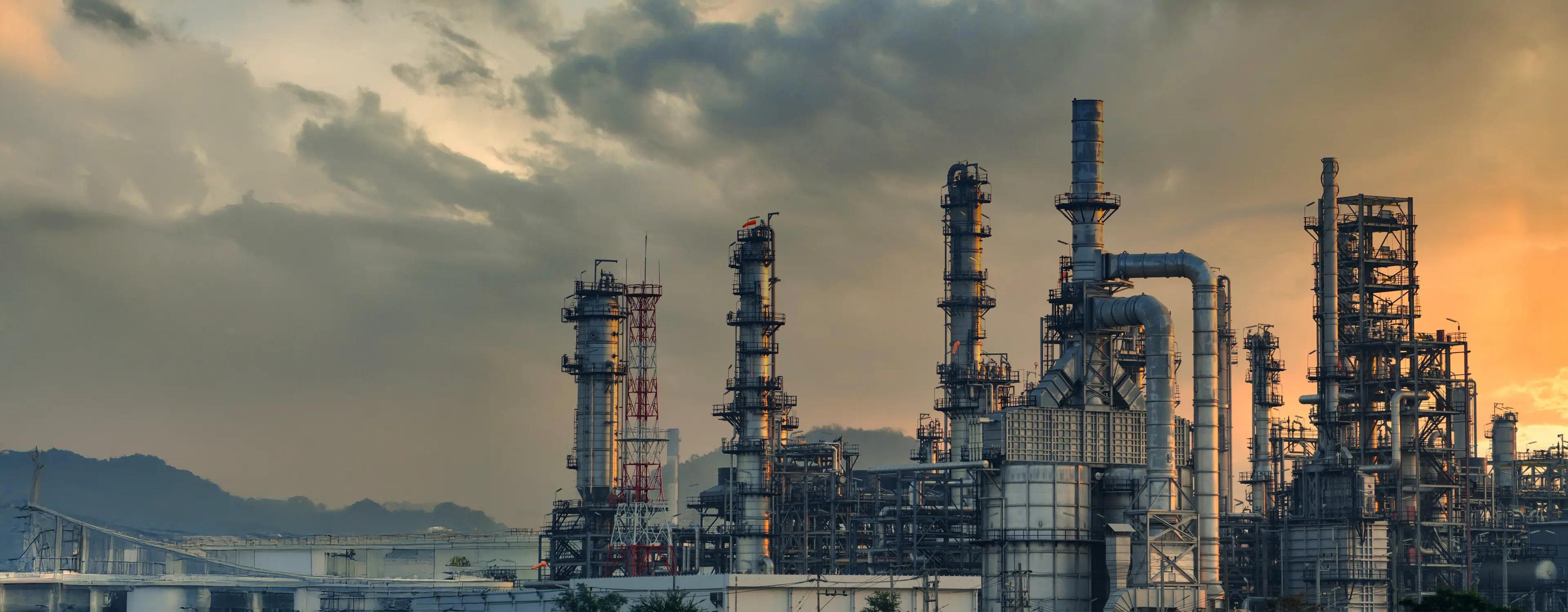 Petroleum refinery at dusk, Southern Africa